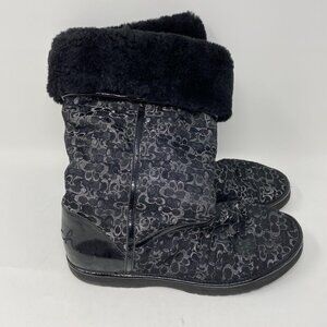 coach nikole pull on boots w/ shearling cuffs